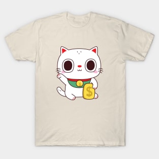 Cute Maneki Neko Fortune Money Cat T-Shirt